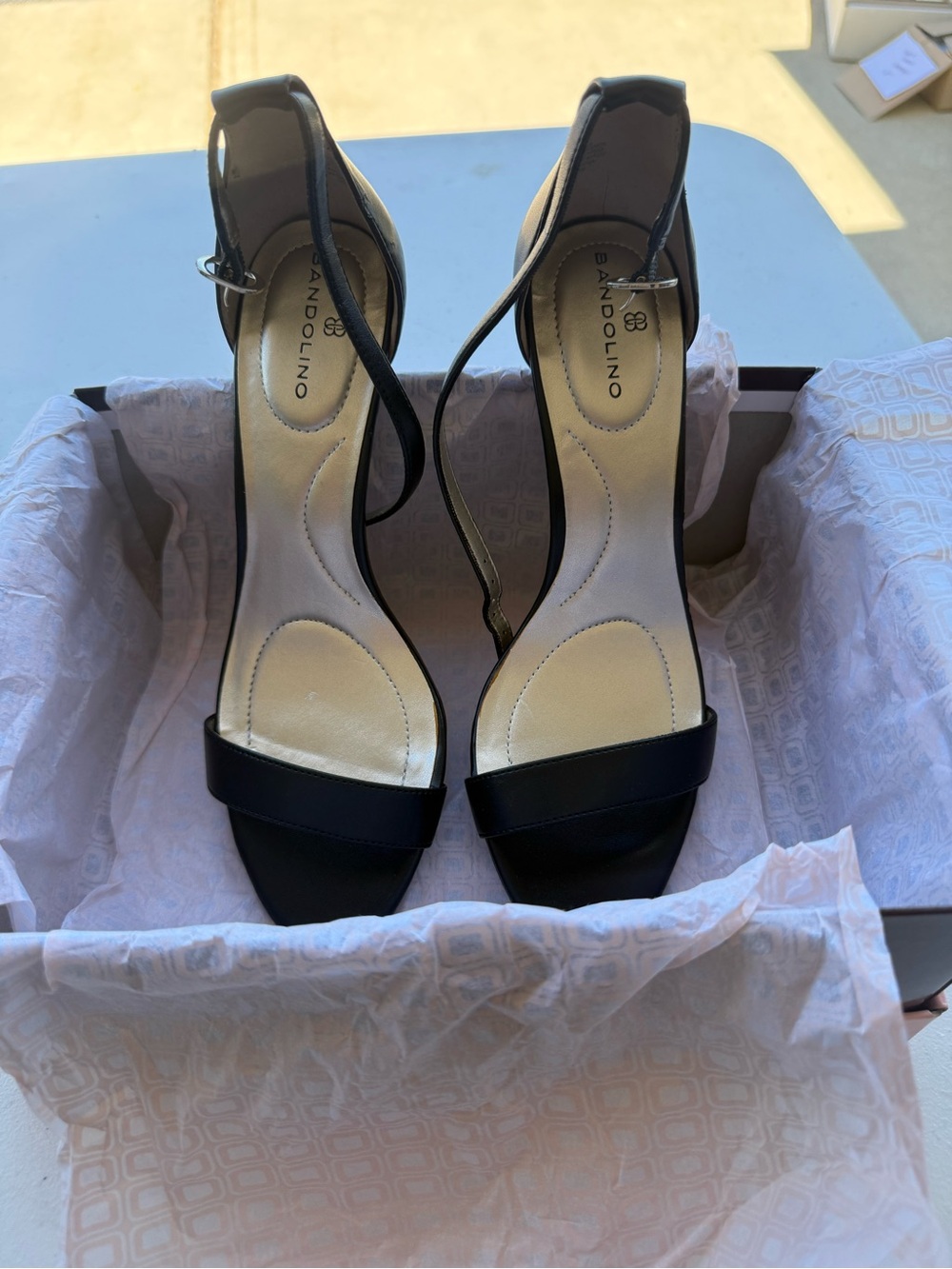 Bandolino Black Open-Toe Ankle-Strap Heels
